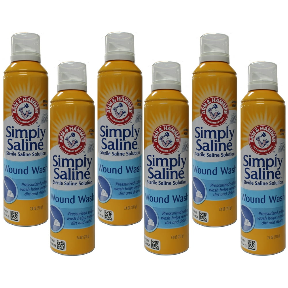6 Pack Arm & Hammer Simply Saline Wound Wash Spray, StingFree, 7.4 oz
