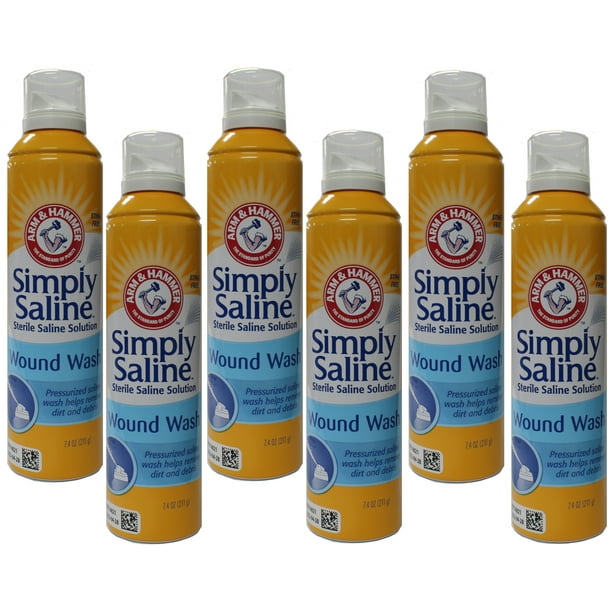6 Pack Arm & Hammer Simply Saline Wound Wash Spray, StingFree, 7.4 oz
