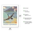 thumbnail image 2 of Holidays in Switzerland - Mallard (Wild Duck) takes flight over Lake Lucern - Vintage Travel Poster by Hans Aeschbach c.1945 - Bamboo Fine Art 290gsm Paper Print (Unframed) 18x24in, 2 of 4