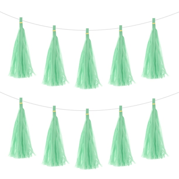 25uds Guirnalda Borlas Color Verde Claro con Cuerda Borlas Papel Seda Kit para Fiesta Decoración Bodas Cumpleaños