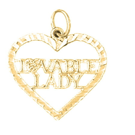18K Yellow Gold Loveable Lady Saying Pendant - 21 mm