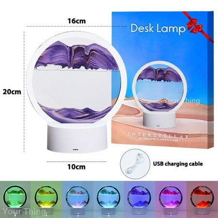 

dosili Home Decor Moving Sand Art LED Lamp 3D Hourglass Night Light With 7 Colors Deep Sea Sandscape In Motion Valentines Day Gifts