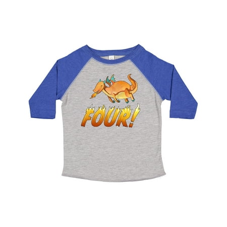 

Inktastic 4 Fourth Birthday Orange Dragon Breathing Fire Boys or Girls Toddler T-Shirt