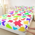 thumbnail image 3 of Homewish Colorful Cow Print Girl Boy Full Size Sheets 4-Piece,Farmhouse Animal Breathable Bed Sheets,Abstract Gradient Geometric Lightweight Sheet Sets,Super Cozy Room Decor, 3 of 7
