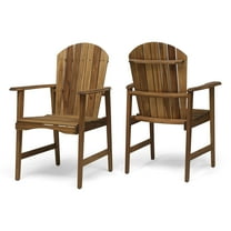 GDF Studio Easter Outdoor Weather Resistant Acacia Wood Adirondack Dining Chairs (Set of 2), Natural Finish