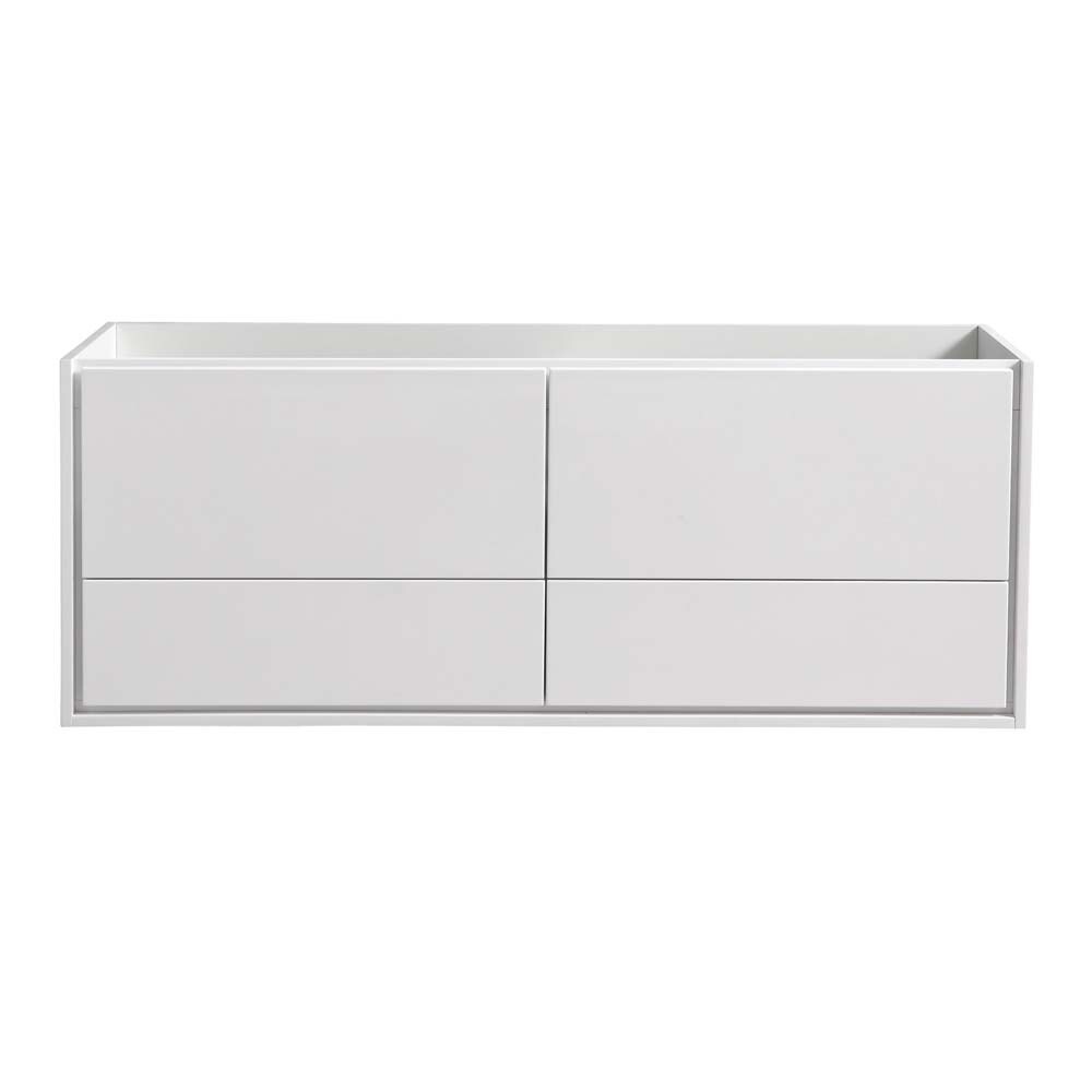 Fresca Catania 60" Wall Hung Double Sinks Wood Bathroom Cabinet in Glossy White - image 3 of 5