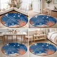 thumbnail image 4 of Round Rugs 3Ft, Orange Navy Blue Coral Round Area Rug Washable Indoor Throw Carpet, Summer Beach Coastal Ocean Starfish Small Non Slip Circle Rug for Bedroom Living Room Home Decor Aesthetic, 4 of 8