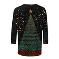 thumbnail image 5 of Womens Christmas Tees Goblet Printed Shirts 3/4 Sleeve Pullover Christmas Tree Graphic Sweatshirt Santa Claus Clothes Garland Reindeer Outfits Shining Stars Garments Casual Shirt, 5 of 5