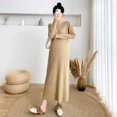 thumbnail image 3 of Vestido de maternidad de punto versátil, falda tipo suéter holgada, ropa de capa Base sin relleno y no elástica para mujeres embarazadas, 3 of 5
