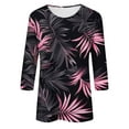 thumbnail image 5 of CYMMPU 3/4 Sleeve Blouses for Women Dressy Casual Summer Trendy Shirts Spring Tops Loose Fit Flower Pattern Tunic Tops Round Neck Lightweight Basic Tees Multicolor XXL, 5 of 5