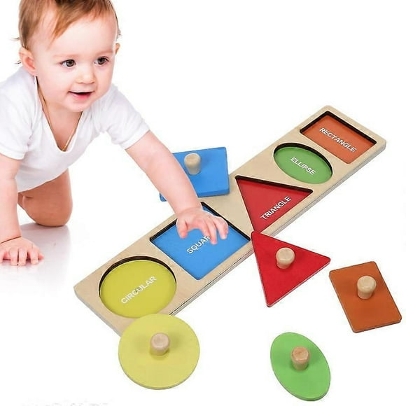 Games; Activities; Parties;Toy;Wooden Puzzle Board Geometric Peg Puzzle Board Figures Sorting Puzzle Preschool Learning Supply