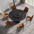 thumbnail image 2 of Modern Round Black Artificial Stone Dining Table for 6 People (59.05") - 31.5" Turntable, 2 of 9