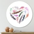 thumbnail image 2 of Designart 'Retro Pink Bird Feathers With Heart' Bohemian & Eclectic Circle Metal Wall Art 23x23 - Disc of 23, 2 of 5
