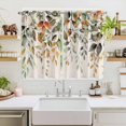 thumbnail image 2 of Orange Green Eucalyptus Leaves Kitchen Curtains 63 Inch Length, Fall Botanical Rustic Grommet Top Bedroom Living Room Curtains, Light Filtering Cafe Curtain Drapes 2 Panels Set 104''x63'', 2 of 9