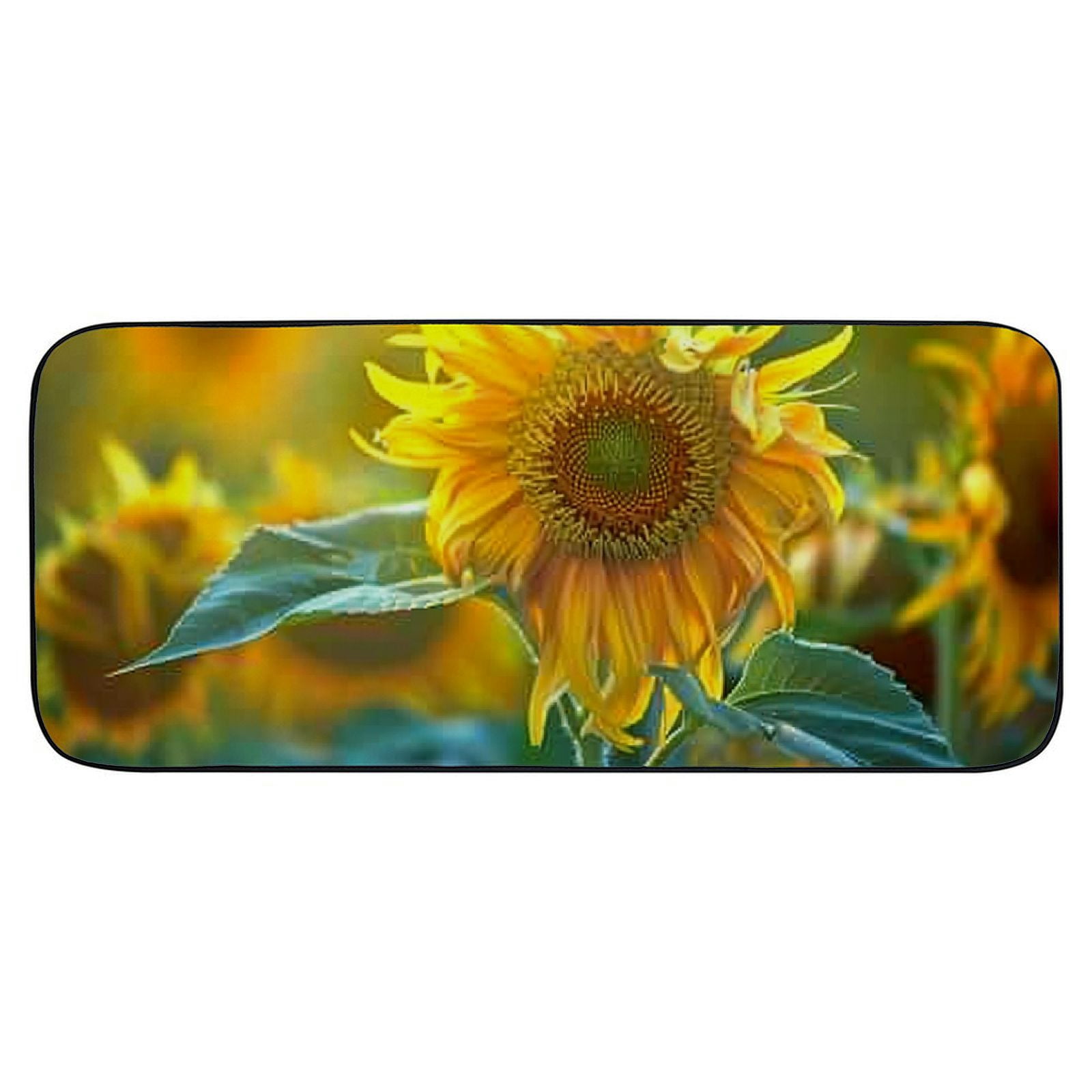 PHYHOO Doormat Floor Rug/Mat - Sunflower Flower Garden Nature Yellow Green Decorative Door Mat, Door Mat with Non-Slip Rubber Backing, Easy Cleaning, Traps Dirt, Rug for Entry, Patio