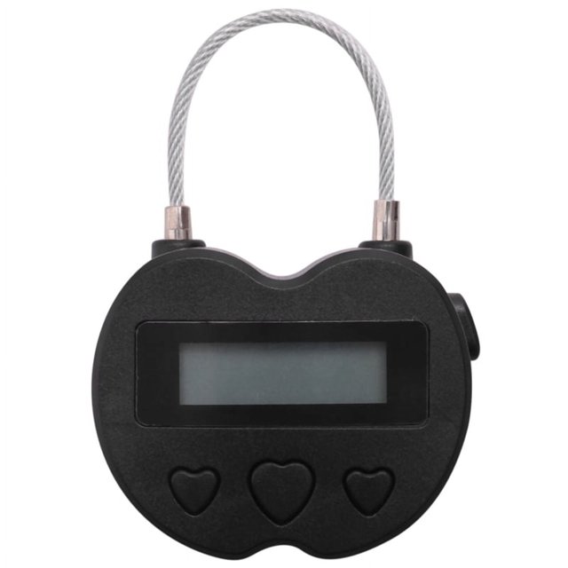 Candado electrónico de viaje temporal recargable por USB con pantalla LCD y temporizador inteligente, color negro