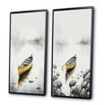 thumbnail image 3 of Designart "Vibrant Yellow Canoe on a Tranquil Lake I" Coastal Boat Framed Wall Art Set Of 2 - Yellow Coastal Frame Gallery Set For Office Decor, 3 of 7