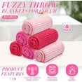 thumbnail image 5 of 6 Pack 50 x 60 Inches Fleece Throw Blanket Soft Cute Warm Plush Flannel Fluffy Blankets for Sofa Couch Bed Seasons Christmas Employee Appreciation Gifts Bulk (Pink Rose Red), 5 of 6