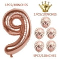 thumbnail image 5 of SUNFICON 40 Inches 9 Number Balloon, Giant Rose Red Digit Helium Foil Balloons,1 Gold Crown Balloon, 5 Confetti Balloons for Birthday Wedding Anniversary New Year Party Decorations, 5 of 5
