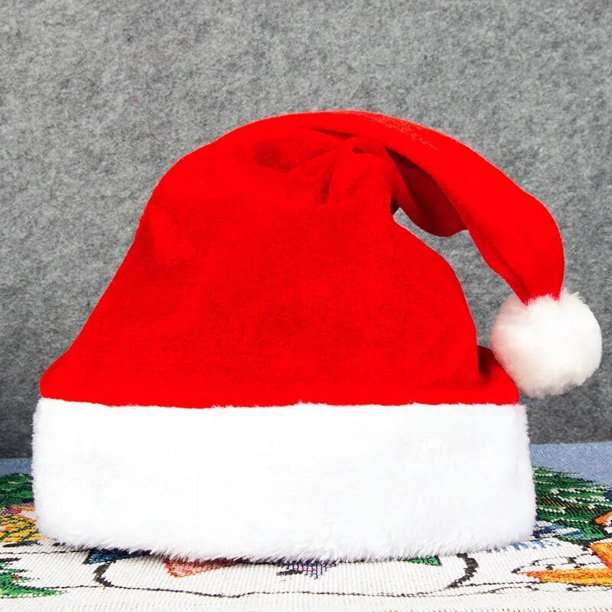 Sombrero de Papá Noel de Año Nuevo para adultos y niños, gorro de algodón de felpa de terciopelo rojo, adornos para Festival de Navidad, decoración