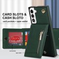 thumbnail image 4 of Allytech for Galaxy S22 Plus Case with Removable Crossbody Shoulder Lanyard Strap, PU Leather Shockproof Magnetic Closure Zipper Pocket Card Slots Case for Samsung Galaxy S22 Plus 5G 6.6" 2022, Green, 4 of 13