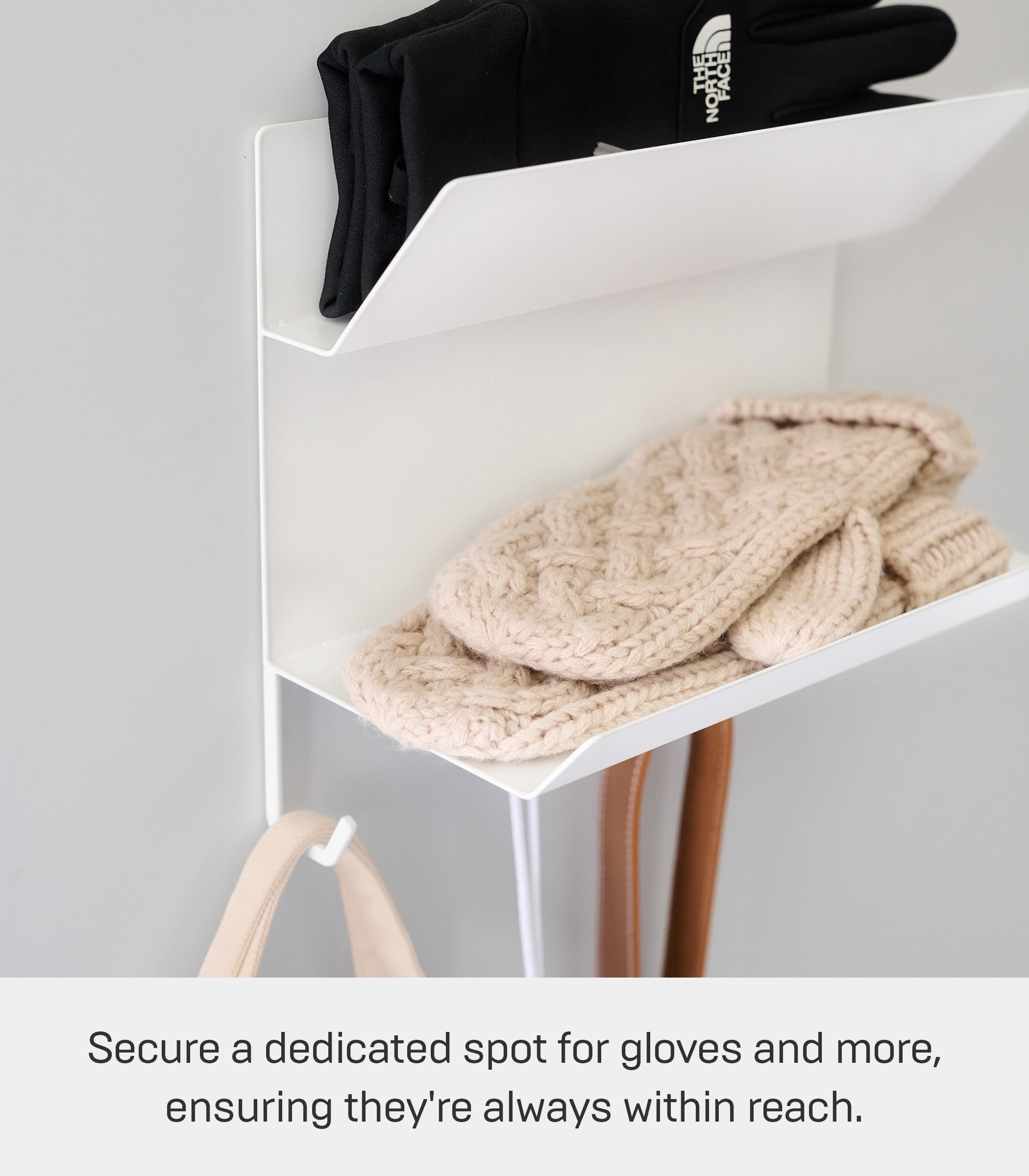 Yamazaki Home Magnetic Entryway Rack, White, Steel, Magnetic