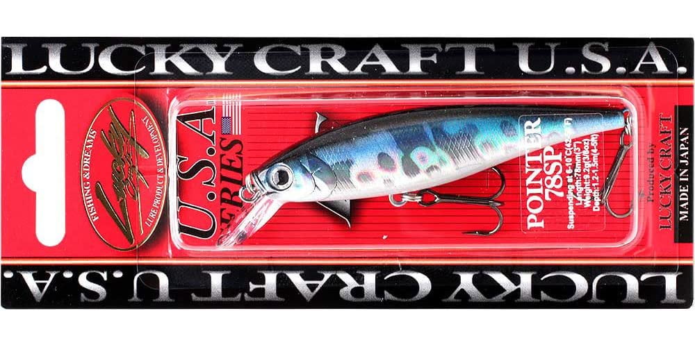 Lucky Craft PT78-052ABK Pointer 78SP Jerk Bait, 3", 3/8 oz, Aurora