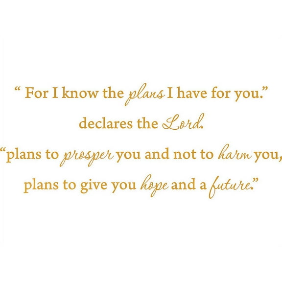 GOLD(CHROME MIRROR) 41" x 17" GOLD(CHROME MIRROR) 41" x 17" "For I know the plans i have for you," declares the Lord..... Vinyl Wall Art Home Decor Decal Sticker