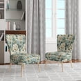 thumbnail image 2 of Designart "Green Petal Damask Melody" Green Damask Upholstered Accent Chair - Bohemian & Eclectic Arm Chair For Bedroom, 2 of 5