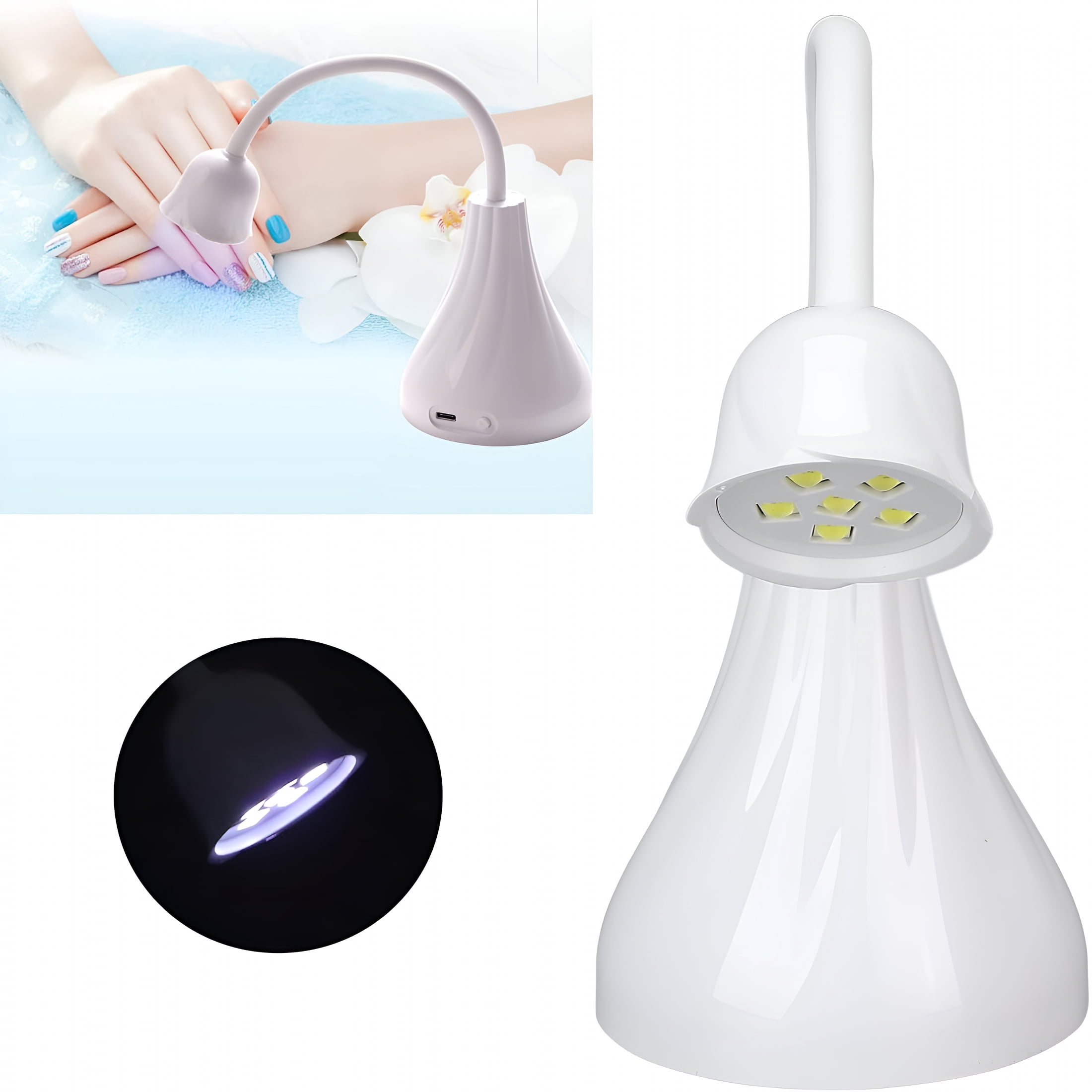 HIBIBUD Led Uv Nail Lamp - Mini Rechargeable Light for Gel Nails Flash Curing,18W Dryer with 60S Timers,Fast Curing Gooseneck Lamp for Home Diy Manicure