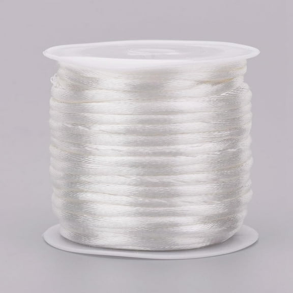 1 roll Nylon Cord Satin Rattail Cord for Beading Jewelry Making Chinese Knotting White 1mm 32.8 yards(30m)/roll