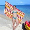 thumbnail image 6 of Coolnut Colored Stripes Microfiber Beach Towel 60x30in,Oversized Lightweight Sand Free Towels Travel Swim Pool Yoga Gym Camping for Adults Women Men Beach Essentials Accessories, 6 of 6