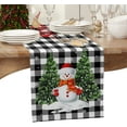 thumbnail image 1 of Christmas Black White Plaid Table Runner 70 Inches Long, Cute Snowman with Xmas Tree Buffalo Check Table Runner Washable Polyester Christmas Table Runner for Holiday Party Deocrations, 13" x 70", 1 of 8