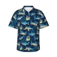 thumbnail image 1 of Fotbe Cartoon Surfer Sharks Camisa Hawaiana para Hombre Unisex – Camisa Casual de Verano con Botones de Manga Corta de Algodón y Lino,X-Large, 1 of 7