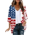 thumbnail image 2 of Xdegoge Patriotic 4th of July Kimono Cardigan for Women Red White and Blue Butterfly Graphic Open Front Lightweight Summer Beach Cover Up Independence Day Party Tops, 2 of 5