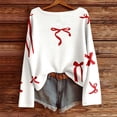 thumbnail image 2 of Bow Sweater Women Valentines Day Casual Crew Neck Long Sleeve Pullover Sweaters y2k Lightweight Knitted Jumper Tops Winter Clothing, 2 of 4