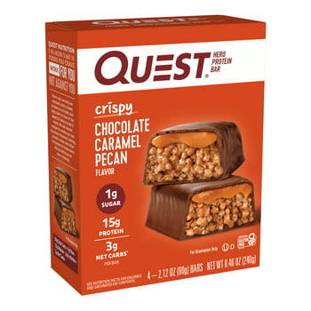 Quest Hero Protein Bars, Low Carb, Keto Friendly, Chocolate Caramel Pecan, 4 Count