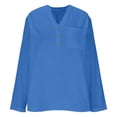 thumbnail image 5 of Yievot Linen Shirts for Women Loose Casual V Neck 3/4 Sleeve Button Blouses Summer Beach Vacation Tops with Pocket, 5 of 7