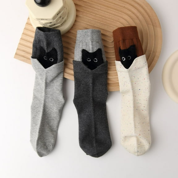 Womens Cat Socks Cute Gifts funny cat socks womens size 5-9birthday gifts for women-3 Pairs