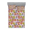 thumbnail image 2 of Ambesonne Colorful Fitted Sheet & Pillow Sham Set, Ornate Owl Polka Dots, Twinxl, Multicolor, 2 of 3