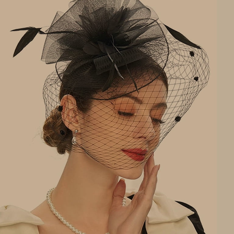 Fascinator Hat Sheer Mesh Large Flower Veil Retro Elegant  display picture 1