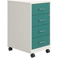 thumbnail image 4 of Bowery Hill 18"D 4 Drawer Metal Mobile Organizer -Locking -Pearl White/Teal, 4 of 9