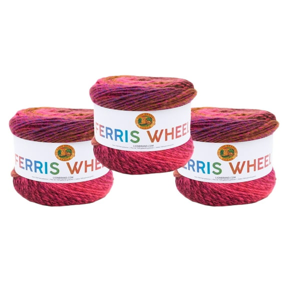 Lion Brand Yarn Ferris Wheel Pink Marmalade Medium Acrylic Yarn 3 Pack