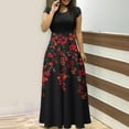 thumbnail image 1 of SMihono Robe Maxi Bohème d'Été pour Femmes Grande Taille Robe d'Été Colorée à Imprimé Floral pour Femmes Robes à Manches Courtes Robe Maxi Décontractée de Plage Robe Évasée de Plage, 1 of 6
