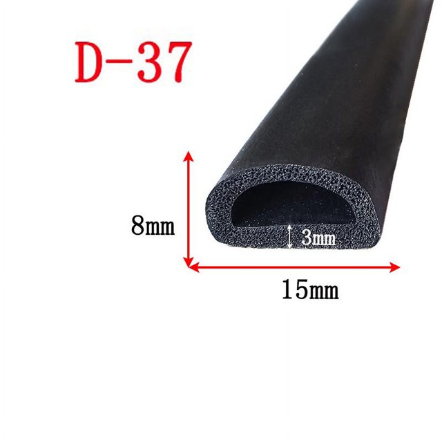 1/2/3 Meters D-type Self-adhesive Universal EPDM Sound Insulation Sealing Strip for Car Electrical Box Doors Windows Waterproof Dustproof