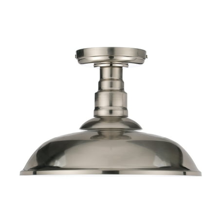 Chapter 12" LED Decorative Semi Flush-Mount Ceiling Fixture, Satin Nickel