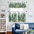 thumbnail image 2 of Tropical Palm Leaf Kitchen Curtains Valances and Tiers Set of 3 Vintage Watercolor Green Leaves Tier Curtains and Valance with Rod Pocket for Small Windows, 27.5"x36", 2 of 9