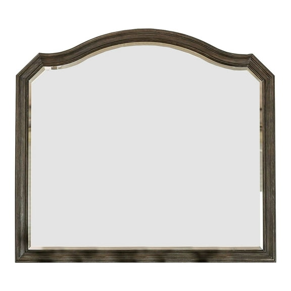 43.5 Inches Scalloped Mirror with Molded Details Brown - Saltoro Sherpi