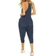 thumbnail image 6 of Women's Loose Sleeveless Jumpsuits Capris Spaghetti Strap Harem Capri Pants Casual Romper Overalls Summer Clothes (M, Blue), 6 of 7