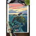 thumbnail image 3 of Sea Turtles and Sunset (9x12 Wall Art Print, Home Decor), 3 of 3